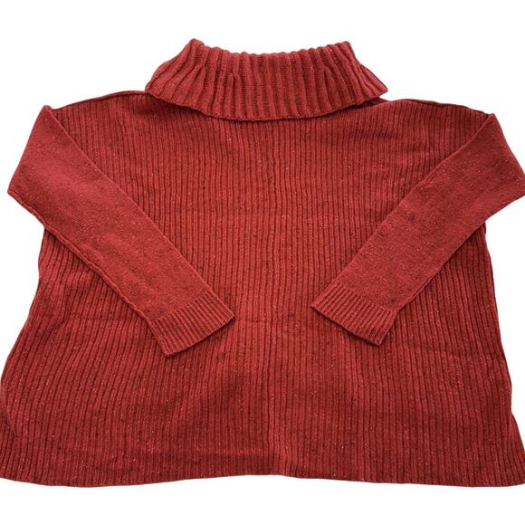 Rachel Rachel Roy Sweater Womens Medium Red Orange Cowl Neck Wool Blend Cozy - Picture 2 of 8